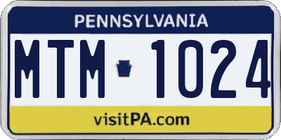 PA license plate MTM1024