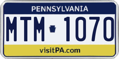 PA license plate MTM1070