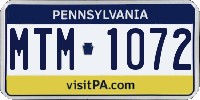 PA license plate MTM1072