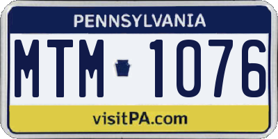 PA license plate MTM1076