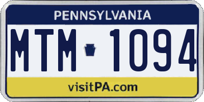PA license plate MTM1094