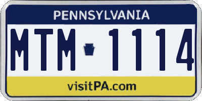 PA license plate MTM1114
