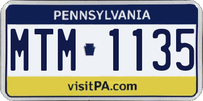 PA license plate MTM1135