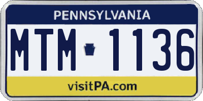 PA license plate MTM1136