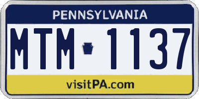 PA license plate MTM1137