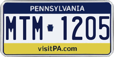 PA license plate MTM1205