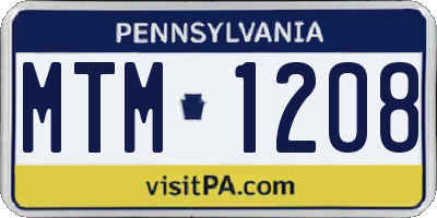 PA license plate MTM1208