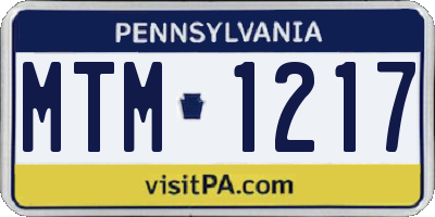 PA license plate MTM1217