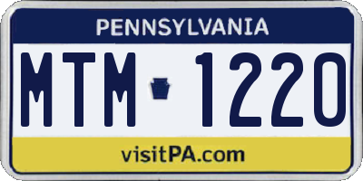PA license plate MTM1220