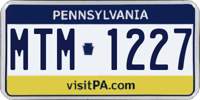 PA license plate MTM1227