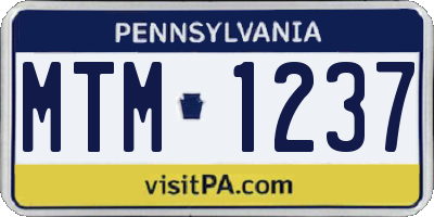 PA license plate MTM1237