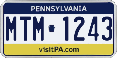 PA license plate MTM1243