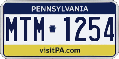 PA license plate MTM1254