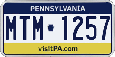 PA license plate MTM1257