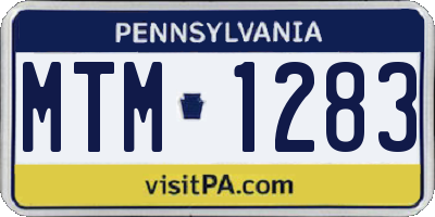 PA license plate MTM1283