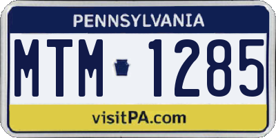 PA license plate MTM1285