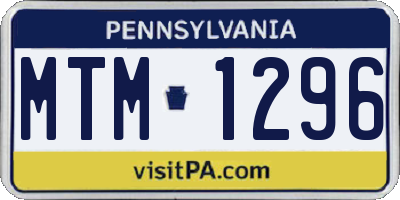 PA license plate MTM1296