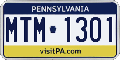 PA license plate MTM1301