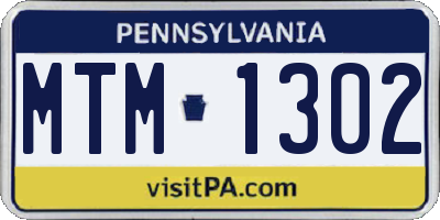 PA license plate MTM1302