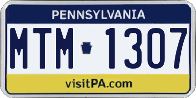 PA license plate MTM1307
