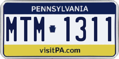 PA license plate MTM1311