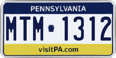 PA license plate MTM1312