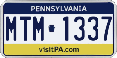 PA license plate MTM1337