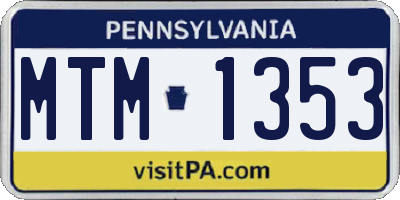 PA license plate MTM1353