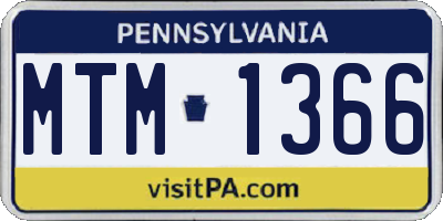 PA license plate MTM1366