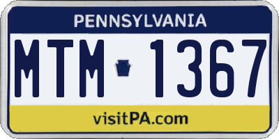 PA license plate MTM1367