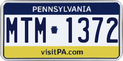 PA license plate MTM1372