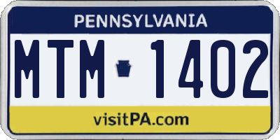 PA license plate MTM1402