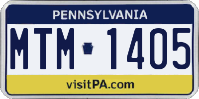 PA license plate MTM1405