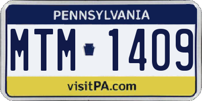 PA license plate MTM1409