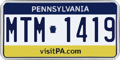 PA license plate MTM1419
