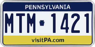 PA license plate MTM1421