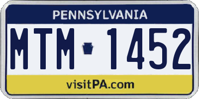PA license plate MTM1452