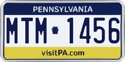 PA license plate MTM1456