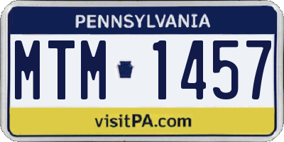 PA license plate MTM1457