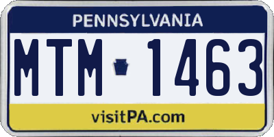PA license plate MTM1463