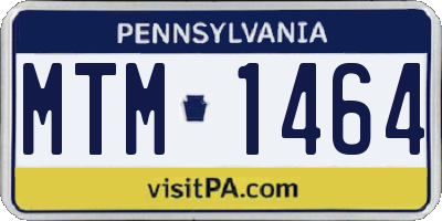 PA license plate MTM1464