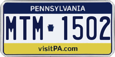 PA license plate MTM1502