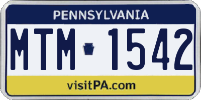 PA license plate MTM1542