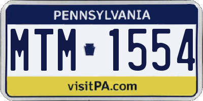 PA license plate MTM1554