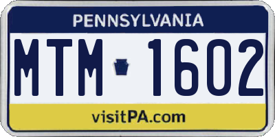 PA license plate MTM1602