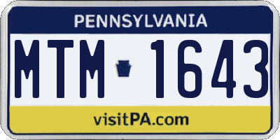 PA license plate MTM1643
