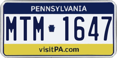 PA license plate MTM1647