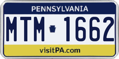 PA license plate MTM1662