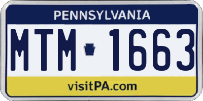 PA license plate MTM1663