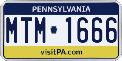 PA license plate MTM1666